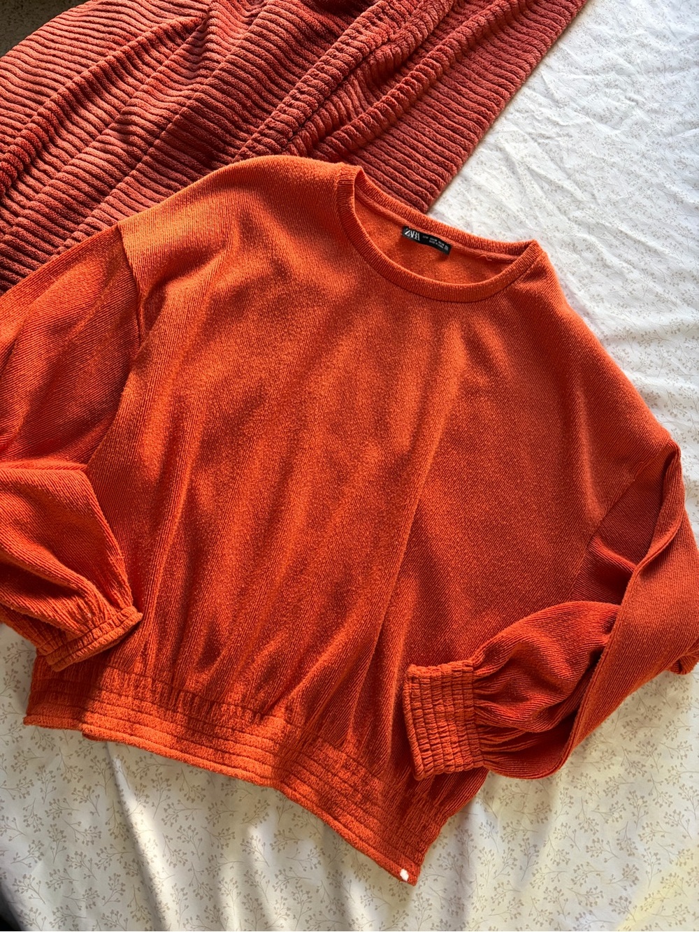 Zara Bright Orange Crewneck Sweater